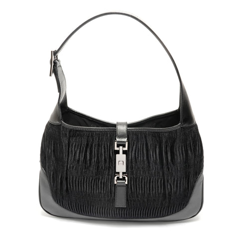 GUCCI Jackie Gathered Fabric One Belt Shoulder Bag black WS26864
