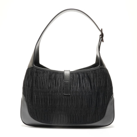GUCCI Jackie Gathered Fabric One Belt Shoulder Bag black WS26864