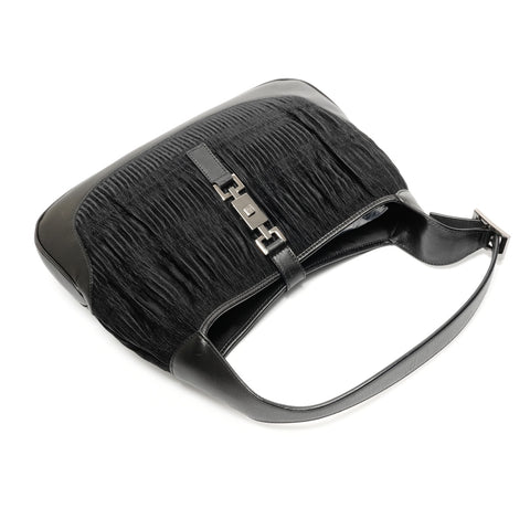 GUCCI Jackie Gathered Fabric One Belt Shoulder Bag black WS26864