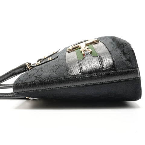 GUCCI Horsebit GG canvas Tote Bag black WS26866