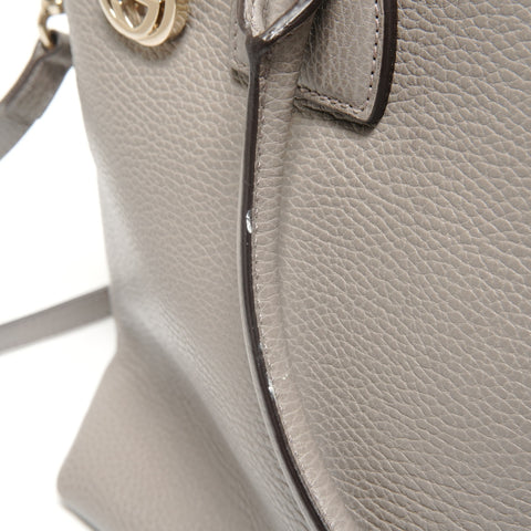 GUCCI Leather 2-way Interlocking G Shoulder Bag gray WS26867
