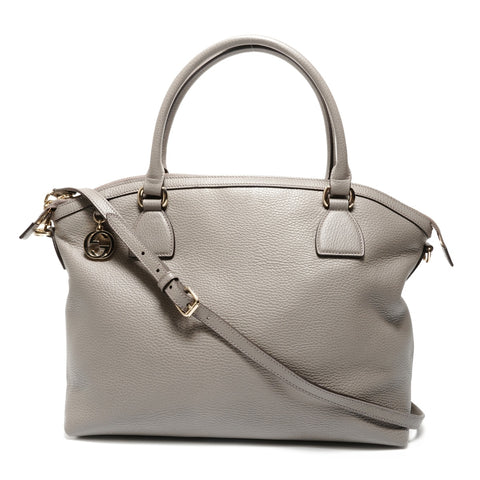 GUCCI Leather 2-way Interlocking G Shoulder Bag gray WS26867
