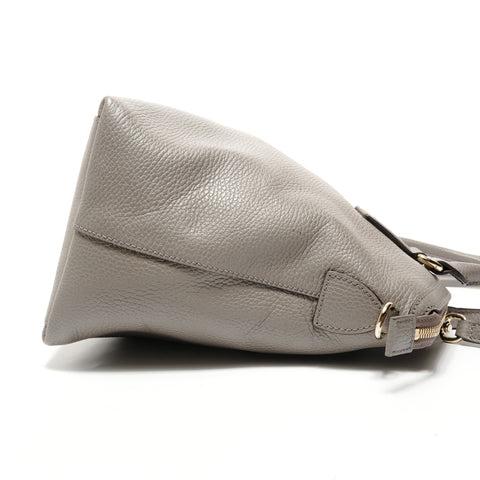 GUCCI Leather 2-way Interlocking G Shoulder Bag gray WS26867