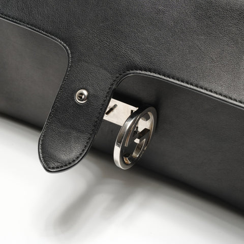 GUCCI Medium Interlocking GG Dollar Leather Shoulder Bag black WS26869