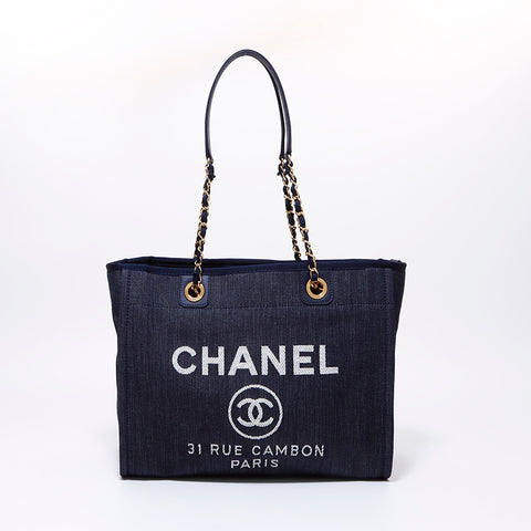 シャネル CHANEL ドーヴィル MM 17番台 トートバッグ ネイビー WS2687