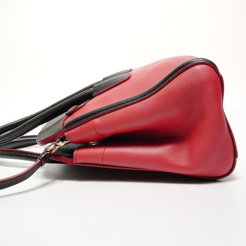 PRADA Black two-tone Saffiano leather 2-way bag Shoulder Bag Red WS26870