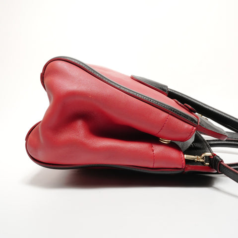 PRADA Black two-tone Saffiano leather 2-way bag Shoulder Bag Red WS26870