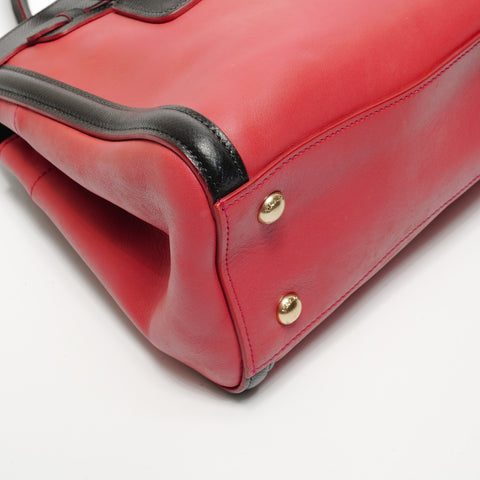 PRADA Black two-tone Saffiano leather 2-way bag Shoulder Bag Red WS26870