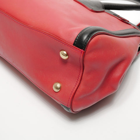 PRADA Black two-tone Saffiano leather 2-way bag Shoulder Bag Red WS26870