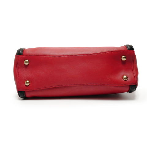 PRADA Black two-tone Saffiano leather 2-way bag Shoulder Bag Red WS26870