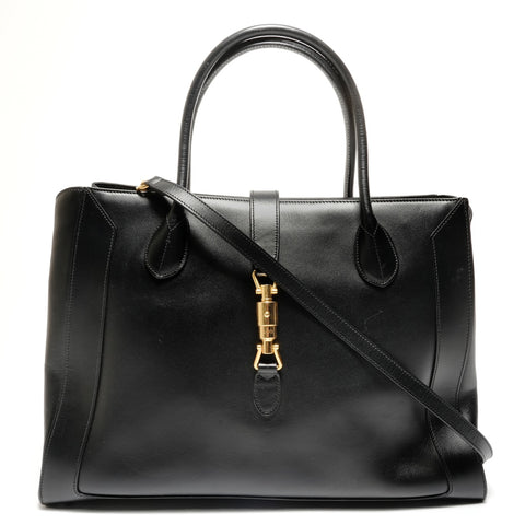 GUCCI Jackie 1961 Leather 2way Tote Bag black WS26873