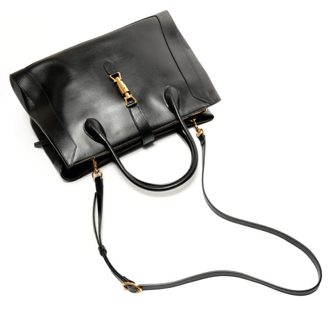 GUCCI Jackie 1961 Leather 2way Tote Bag black WS26873