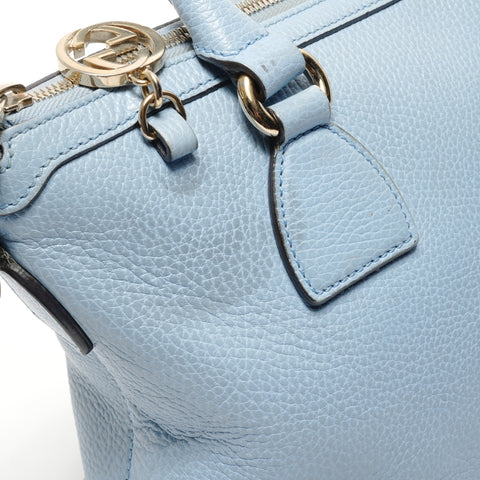 GUCCI Interlocking G Leather Light Blue Handbag blue WS26875