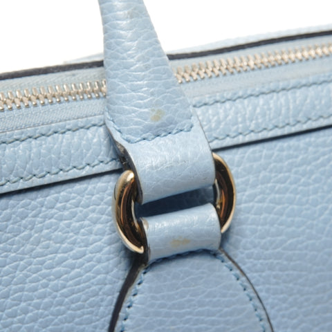 GUCCI Interlocking G Leather Light Blue Handbag blue WS26875