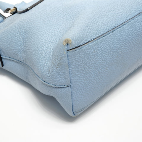 GUCCI Interlocking G Leather Light Blue Handbag blue WS26875