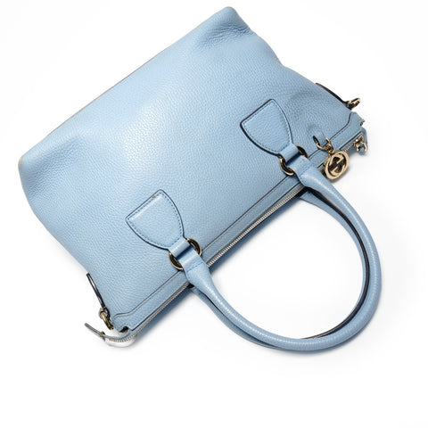 GUCCI Interlocking G Leather Light Blue Handbag blue WS26875
