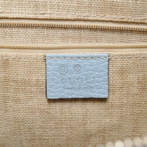 GUCCI Interlocking G Leather Light Blue Handbag blue WS26875