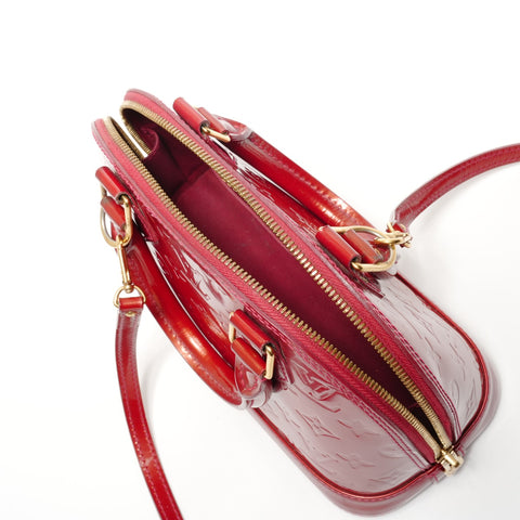 LOUIS VUITTON Alma BB Patent Leather PVC Vernis Shoulder Bag Red WS26876