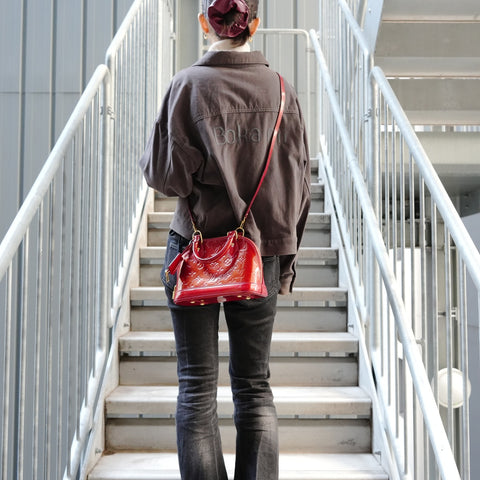 LOUIS VUITTON Alma BB Patent Leather PVC Vernis Shoulder Bag Red WS26876