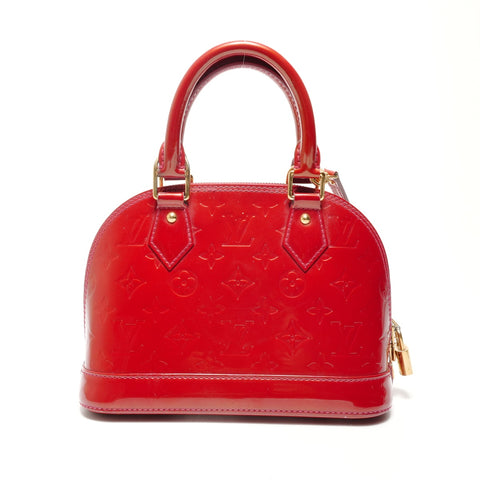LOUIS VUITTON Alma BB Patent Leather PVC Vernis Shoulder Bag Red WS26876