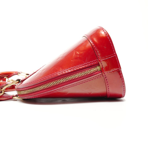 LOUIS VUITTON Alma BB Patent Leather PVC Vernis Shoulder Bag Red WS26876