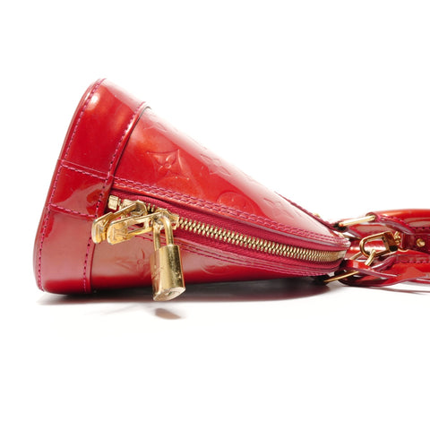 LOUIS VUITTON Alma BB Patent Leather PVC Vernis Shoulder Bag Red WS26876