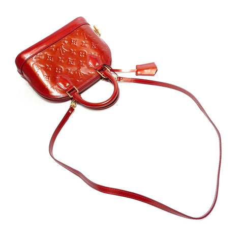 LOUIS VUITTON Alma BB Patent Leather PVC Vernis Shoulder Bag Red WS26876