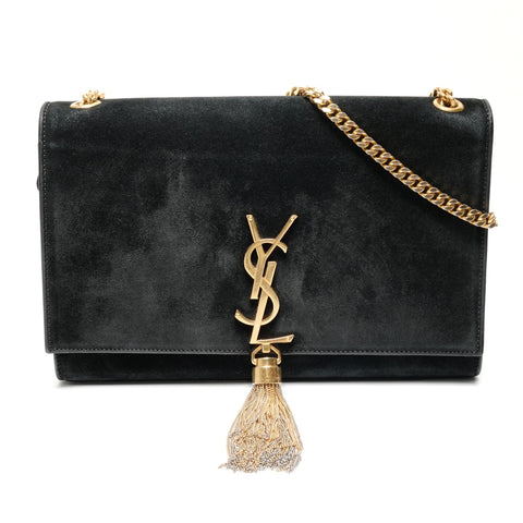 YVES SAINT LAURENT Kate Suede Medium Shoulder Bag black WS26884