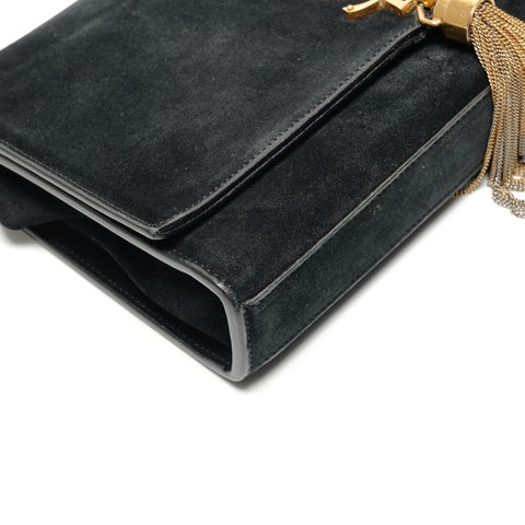 YVES SAINT LAURENT Kate Suede Medium Shoulder Bag black WS26884