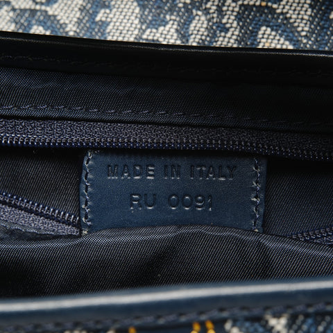 Christian Dior Trotter Canvas Saddlebag Shoulder Bag Navy WS26886