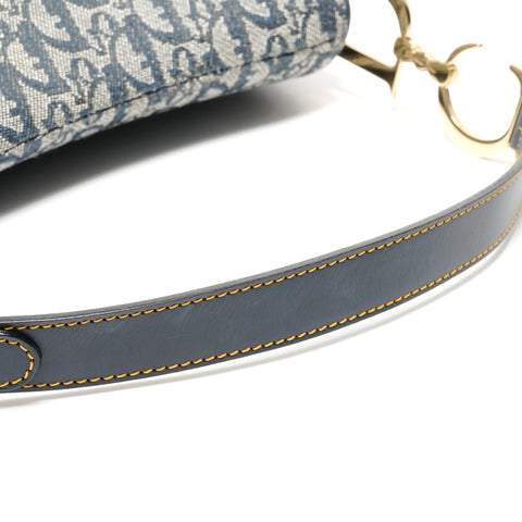 Christian Dior Trotter Canvas Saddlebag Shoulder Bag Navy WS26886