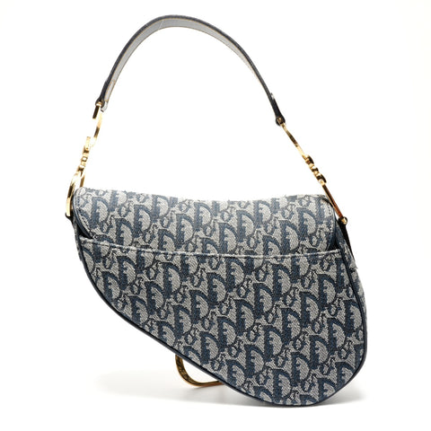 Christian Dior Trotter Canvas Saddlebag Shoulder Bag Navy WS26886