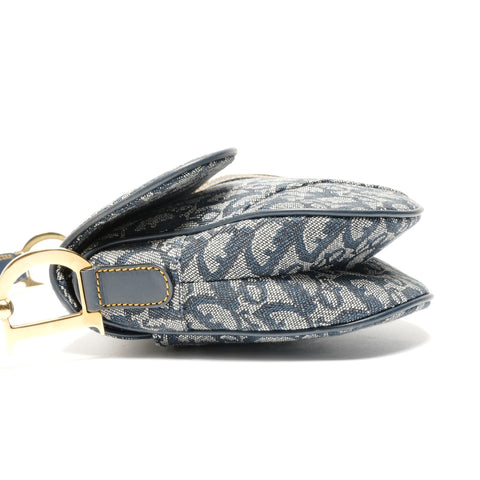 Christian Dior Trotter Canvas Saddlebag Shoulder Bag Navy WS26886