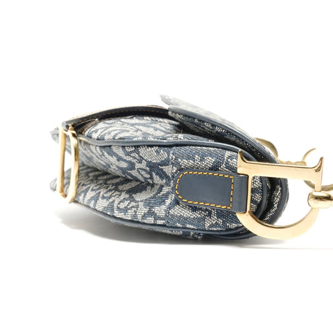 Christian Dior Trotter Canvas Saddlebag Shoulder Bag Navy WS26886