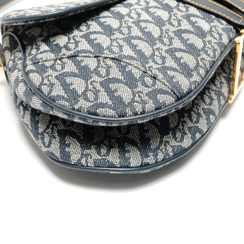 Christian Dior Trotter Canvas Saddlebag Shoulder Bag Navy WS26886
