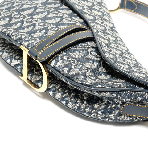 Christian Dior Trotter Canvas Saddlebag Shoulder Bag Navy WS26886