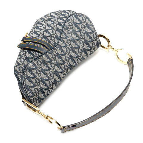 Christian Dior Trotter Canvas Saddlebag Shoulder Bag Navy WS26886