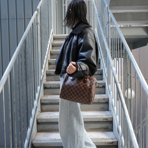 LOUIS VUITTON Damier Speedy Bandouliere 25 2way Handbag Brown WS26891