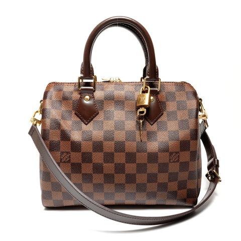 LOUIS VUITTON Damier Speedy Bandouliere 25 2way Handbag Brown WS26891
