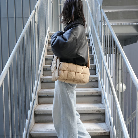 BOTTEGAVENETA Padded Tech Cassette Nylon Shoulder Bag beige WS26893