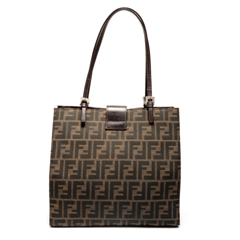 FENDI Canvas Mamma Zucca Shoulder Bag Brown WS26896