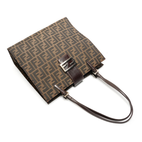 FENDI Canvas Mamma Zucca Shoulder Bag Brown WS26896