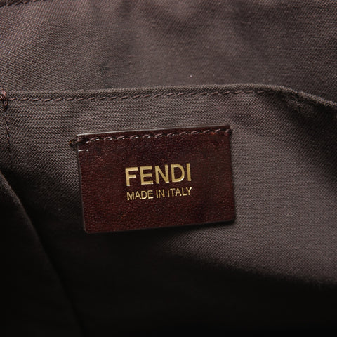 FENDI Zucchino Canvas Shoulder Bag Brown WS26900