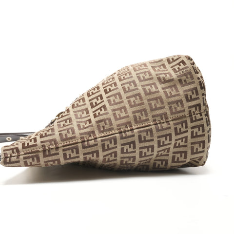 FENDI Zucchino Canvas Shoulder Bag Brown WS26900