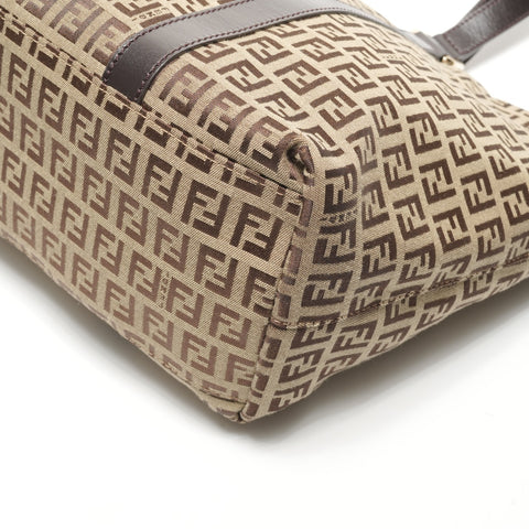 FENDI Zucchino Canvas Shoulder Bag Brown WS26900