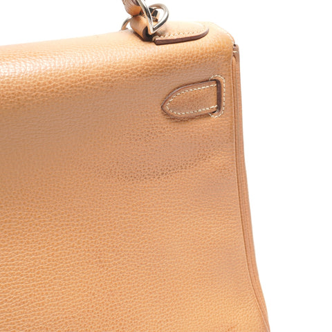 HERMES Kelly 28 Leather 2006 □j Stamp Shoulder Bag beige WS26901