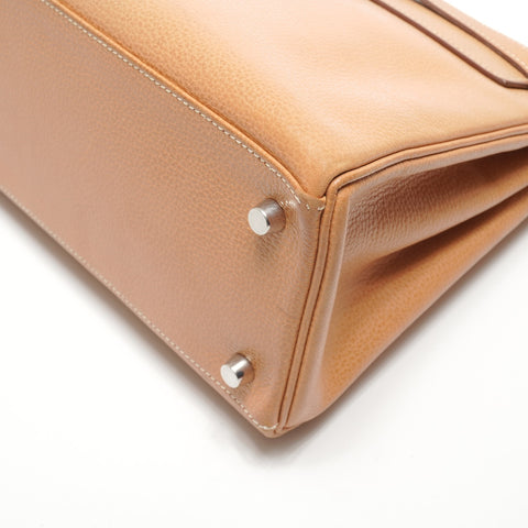 HERMES Kelly 28 Leather 2006 □j Stamp Shoulder Bag beige WS26901