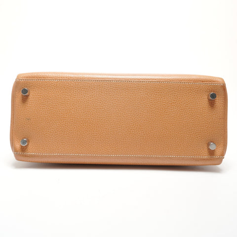 HERMES Kelly 28 Leather 2006 □j Stamp Shoulder Bag beige WS26901