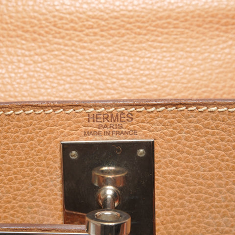 HERMES Kelly 28 Leather 2006 □j Stamp Shoulder Bag beige WS26901