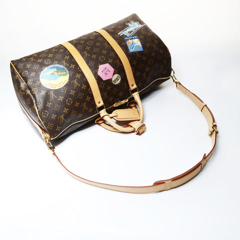 LOUIS VUITTON 2019 Monogram Keepall 50 Bandouliere World Tour Boston bag Brown WS26902